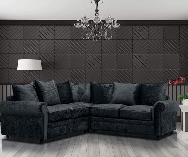 black crushed velvet corner sofa