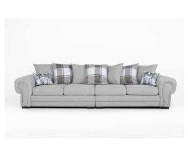 grey suede sofa