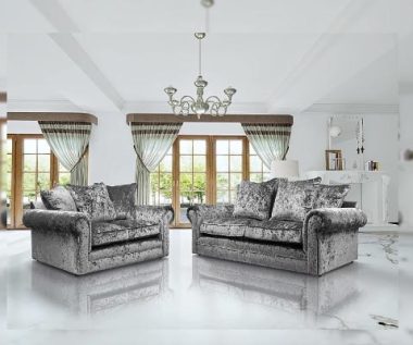 silver crushed velvet sofa