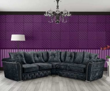 black crushed velvet sofa