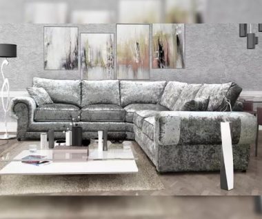 silver velvet corner sofa