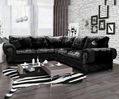 Black Crushed Velvet Corner Sofa