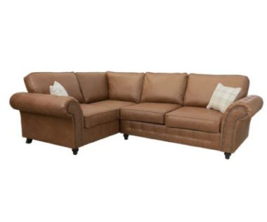 faux brown leather corner sofa
