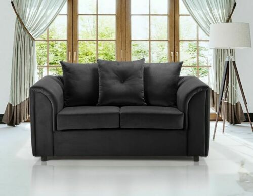 Black Fabric 2 Seater Sofa | Plush Fabric Luxury Couch