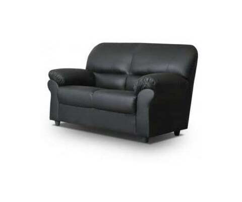 2 seater black leather couch