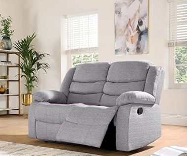 Roma Recliner Grey Fabric 2 Seater Sofa