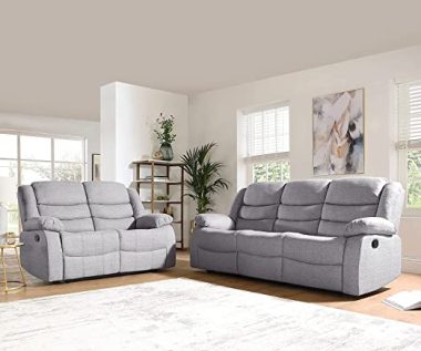 Roma Recliner Grey Fabric 3+2 Seater Sofa Set
