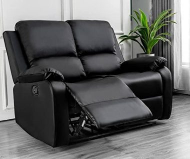 Roma Recliner Black Bonded Leather sofa