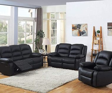 Roma Recliner Black Bonded Leather 3+2+1 sofa set