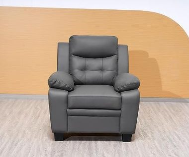 Stationary Grey Bonded Leather Arm Chair