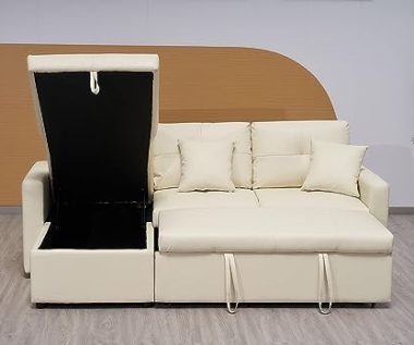 Cream Corner Sofa Bed