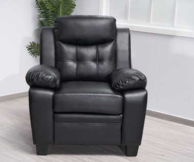 Stationary Black Bonded Leather Armchair