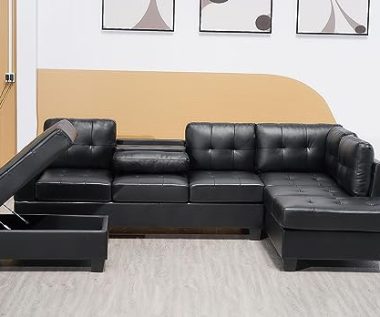 Western Black Leather Corner Sofa