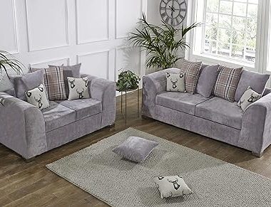 Grey Suede Fabric Sofa