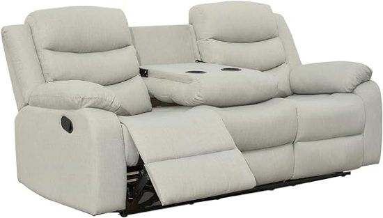 Sorento Recliner Grey Fabric 3 Seater Sofa