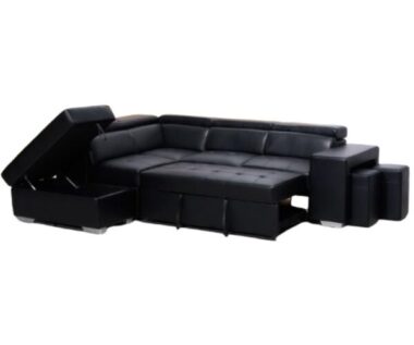 Modern Design Black Bonded Leather Sofa
