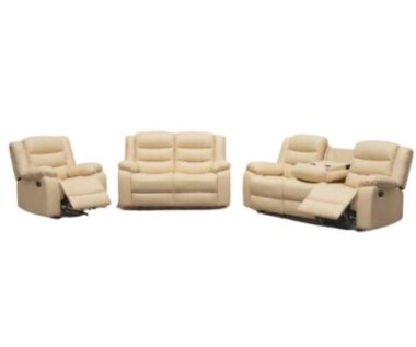 Cream Leather Sofa Set