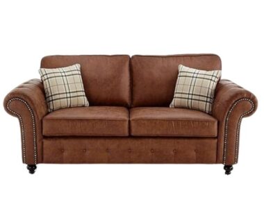 Brown Leather Fabric Sofa