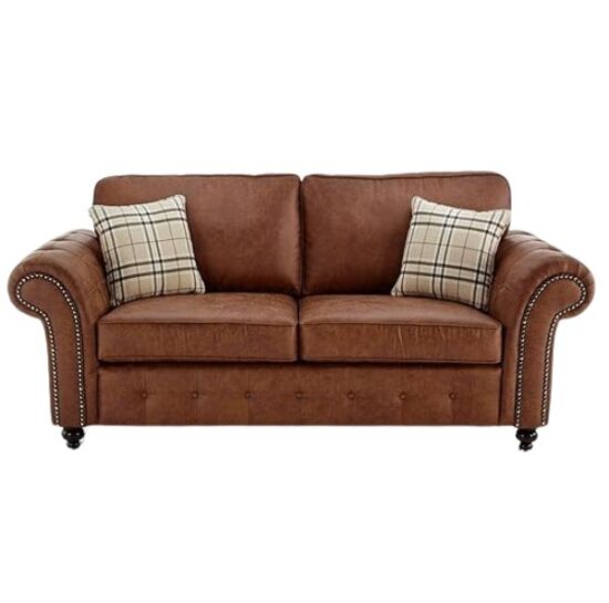 Brown Leather Fabric Sofa