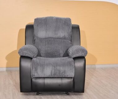 Black and Grey Jumbo Cord Fabric Sofa