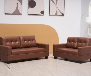 Brown cube 3+2 Seater Sofa