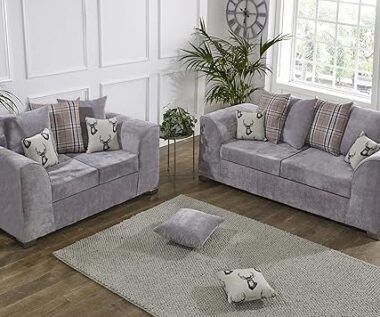 Grey Fabric 3+2 Seater Sofa